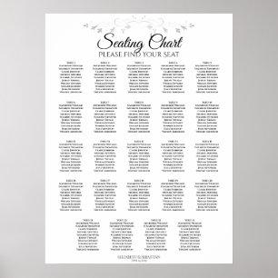 24 Tafelsilber Blühend Hochzeitssitzdiagramm Poster