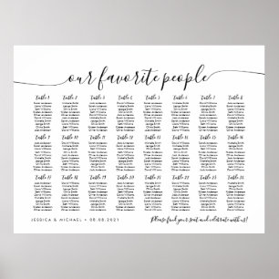 24 Tisch Elegant unsere Lieblings-Sitzkarte Poster
