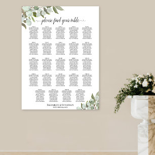 24-Tisch-Eukalyptus-Blatt-Hochzeits-Sitzplan Poster