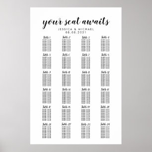 24-Tisch-Großes-Hochzeitsgästesitzplan-Diagramm Poster