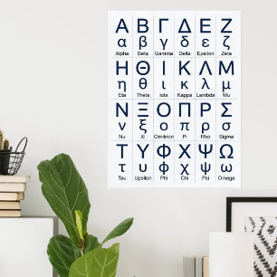 24 Vollständige Griechische Alphabet Buchstaben Re Poster