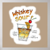24" X 24" PLAKAT, WHISKEY SOUR REZEPT COCKTAIL KUN