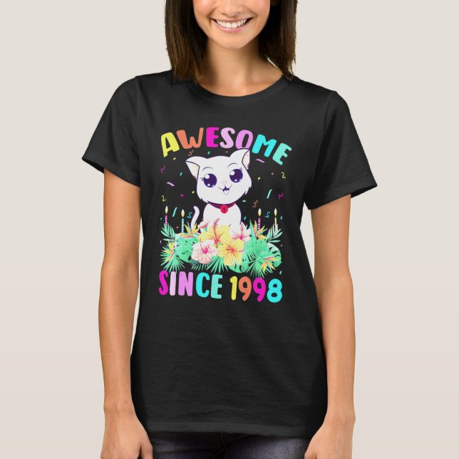 24 Years Old Girl Cat Lover Awesome Since 1998 24t T-Shirt (Vorderseite)