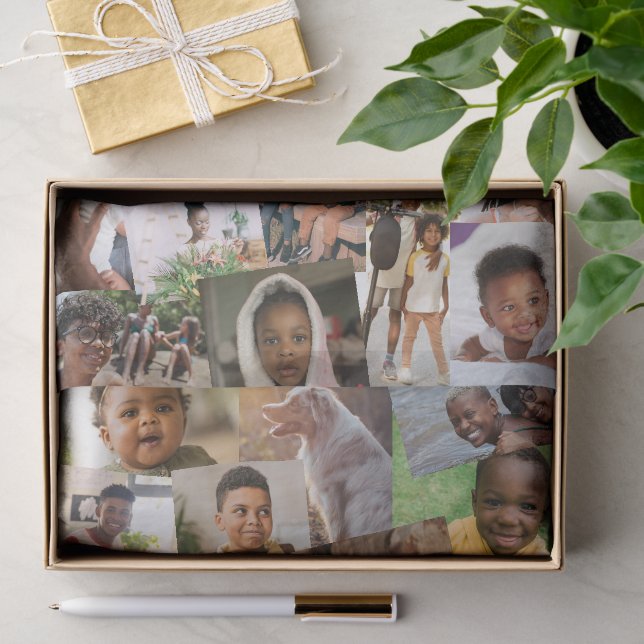 24 zufällig überlappende Fotos Collage Vorlage Seidenpapier (Geschenk)