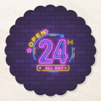 24h Open Neon Sign Templet Untersetzer