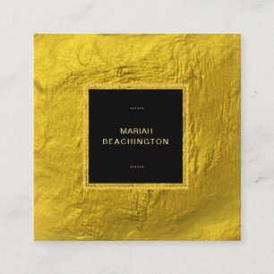 ~ 24k Gelber Gold Foil Gold Glitzer Schwarzer Rahm Quadratische Visitenkarte