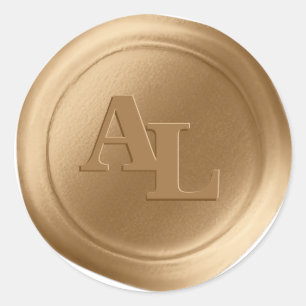 24k Gold Wax Siegel Monogram Wedding Stickers