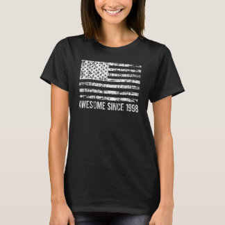 24th Birthday Vintage Usa Flag Awesome Since 1998 T-Shirt
