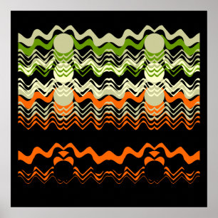 24x24" Schwarz-Orange-Grün, Print Poster