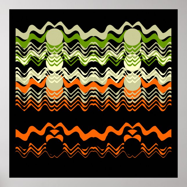 24x24" Schwarz-Orange-Grün, Print Poster (Vorne)