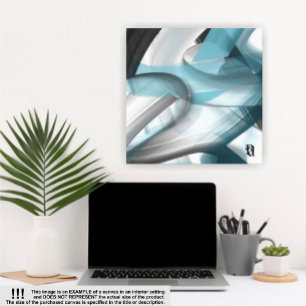 24x24" Trend Abstrakt Art Leinwand Schwarz-weiß Bl