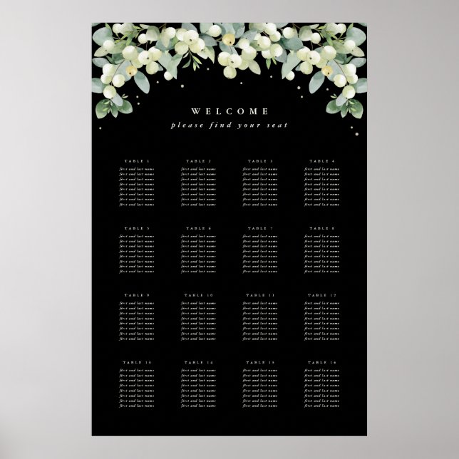 24x36" 16 Tische mit 8 Sitzen Chart Poster (Vorne)