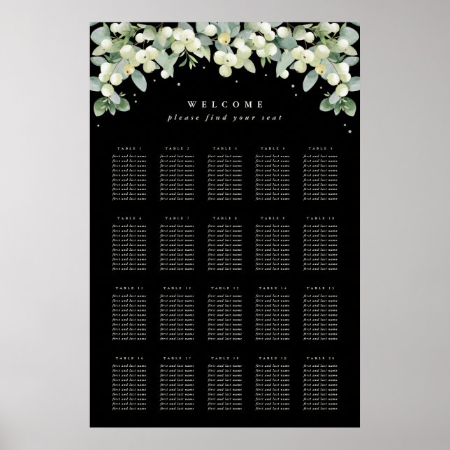 24x36" 20 Tische mit 10 Sitzen Chart Poster (Vorne)