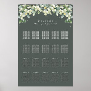24x36" 20 Tische mit 8 Personen Hochzeit Sitzplan Poster