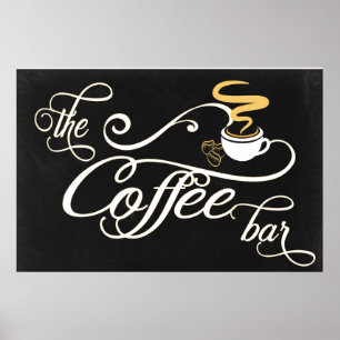 24x36 Chalkboard Kaffee Bar Sign Poster