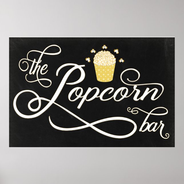 24x36 Chalkboard Popcorn Bar Sign Poster (Vorne)