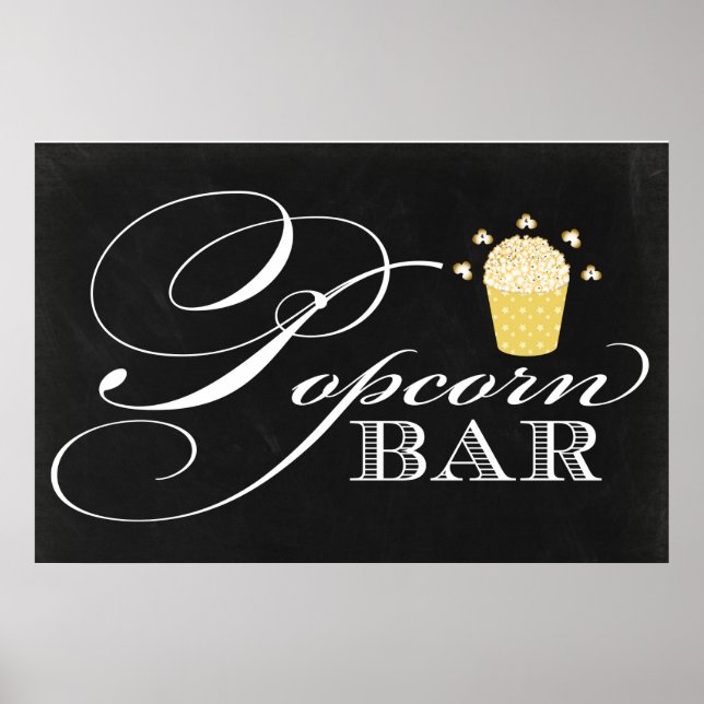 24x36 Chalkboard Popcorn Bar Sign Poster (Vorne)