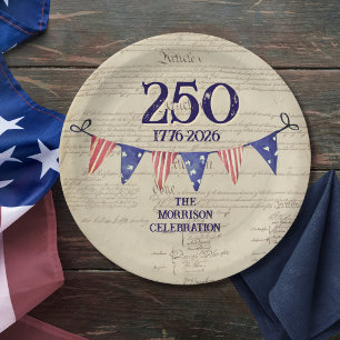 250 4. Juli Vintage Patriotische USA-Party Pappteller