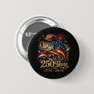 250 Amerika 1776 2026 Bassfischen USA-Flagge Button