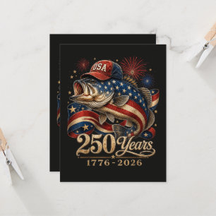 250 Amerika 1776 2026 Bassfischen USA-Flagge Einladung