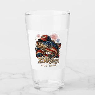 250 Amerika 1776 2026 Bassfischen USA-Flagge Glas