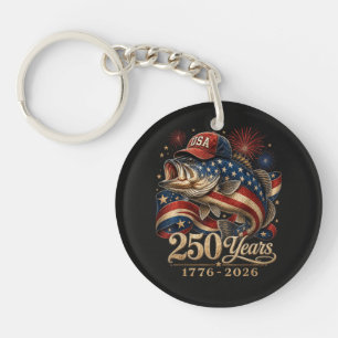 250 Amerika 1776 2026 Bassfischen USA-Flagge Schlüsselanhänger