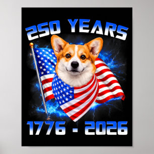 250 Amerika Jahre 1776 2026 Corgi Hunde Liebhaber Poster