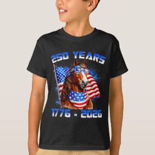 250 Amerika Jahre 1776 2026 Pferd USA-Flagge 250. T-Shirt