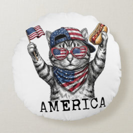 250. Amerika Liberty Free Patriotische Streifen Ka Rundes Kissen