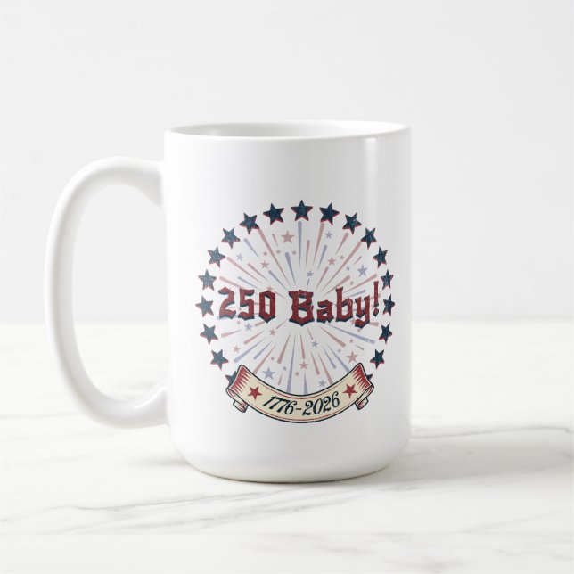 250 Baby America 250 Patriotic Fireworks Design Kaffeetasse (Links)