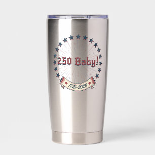 250 Baby America 250 Patriotisches Feuerwerk-Desig Thermobecher