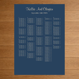 250+ Classic Blue Simple Wedding Seating Chart Poster