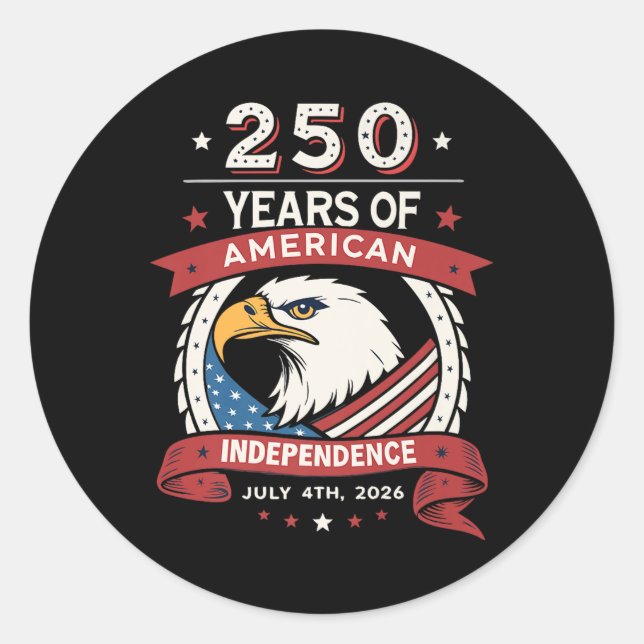 250. Feier in den USA - 250 Jahre amerikanischer I Runder Aufkleber (Vorderseite)