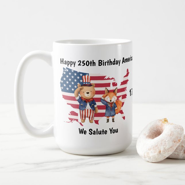 250. Geburtstag Amerika Tasse (Mit Donut)