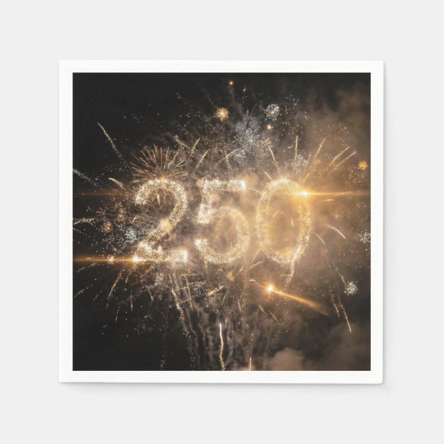 250. Geburtstags-Feuerwerk-Feier Serviette (Vorderseite)