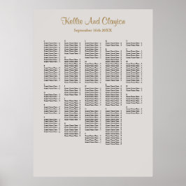 250+ Gray Simple Wedding Seating Chart Poster