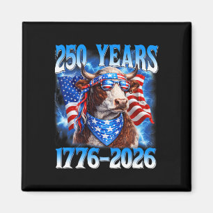 250 Jahr 250. Jubiläum USA Kuh Patriotisch 4. Juli Magnet