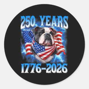 250 Jahr Amerikanisch 250. Jubiläum USA Hund 4. vo Runder Aufkleber