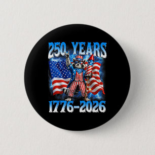 250 Jahr Amerikanisch 250. Jubiläum USA Waschbär 4 Button
