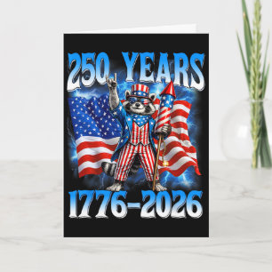 250 Jahr Amerikanisch 250. Jubiläum USA Waschbär 4 Karte