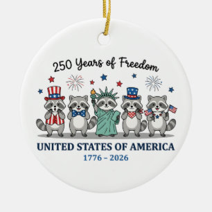 250. Jahr der Unabhängigkeit der USA, Waschbär Keramik Ornament