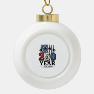 250 Jahr patriotisches Jet Vintage-Stickerei-Shirt Keramik Kugel-Ornament