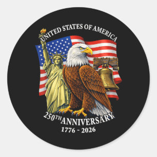 250 Jahre 1776-2026 250. Geburtstag Adler Freiheit Runder Aufkleber