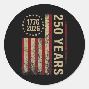 250 Jahre 1776-2026 250. Geburtstag USA-Flagge Wir Runder Aufkleber