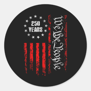 250 Jahre 1776-2026 250. Geburtstag USA Patriotisc Runder Aufkleber