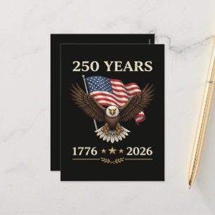 250 Jahre 1776 2026 Adler Amerikanische Flagge Feiertagspostkarte