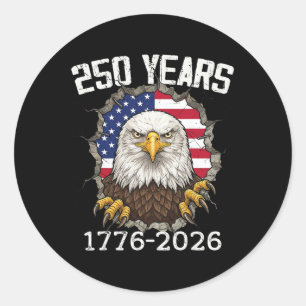 250 Jahre 1776–2026 Adler und Flagge Amerikanische Runder Aufkleber