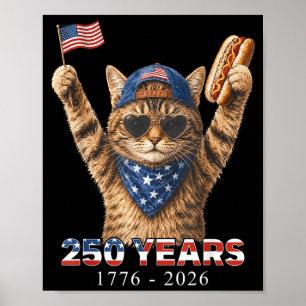 250 Jahre 1776 2026 Lustiger Katzenliebhaber USA-F Poster