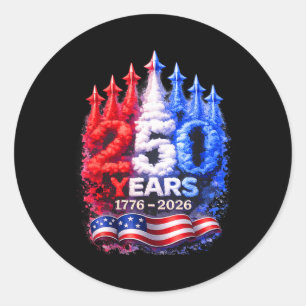 250 Jahre 1776–2026 Patriotischer 4. Juli Amerikan Runder Aufkleber