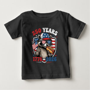 250 Jahre 1776 2026 patriotischer Waschbär USA Una Baby T-shirt